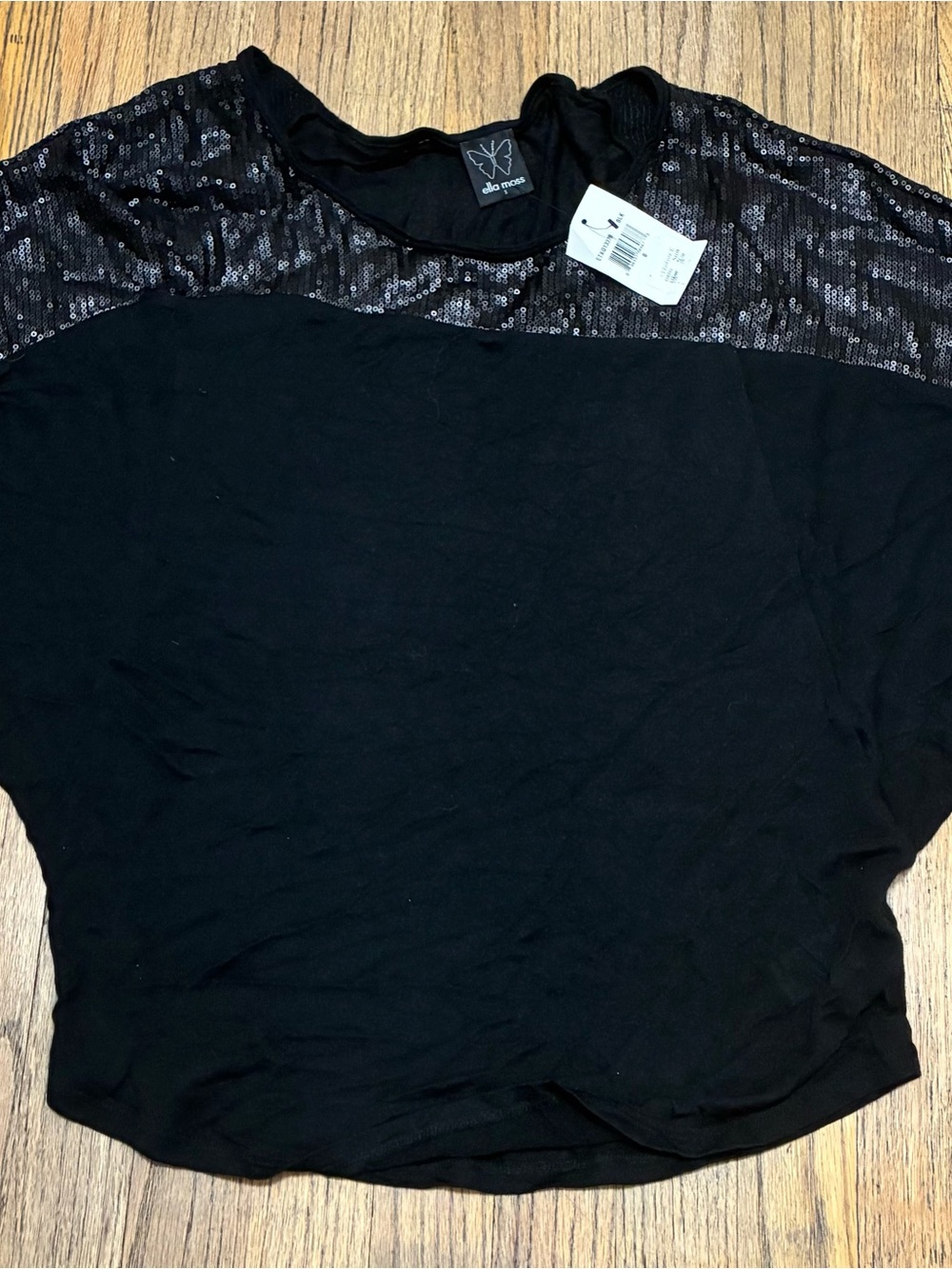 Ella Moss Black Sequin blouse NEW size Small